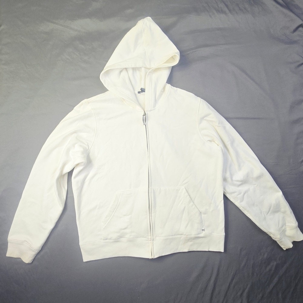 Gap Stretch Full Zip Hoodie Men's XL White Cotton Blend Long Sleeve Sweatshirt